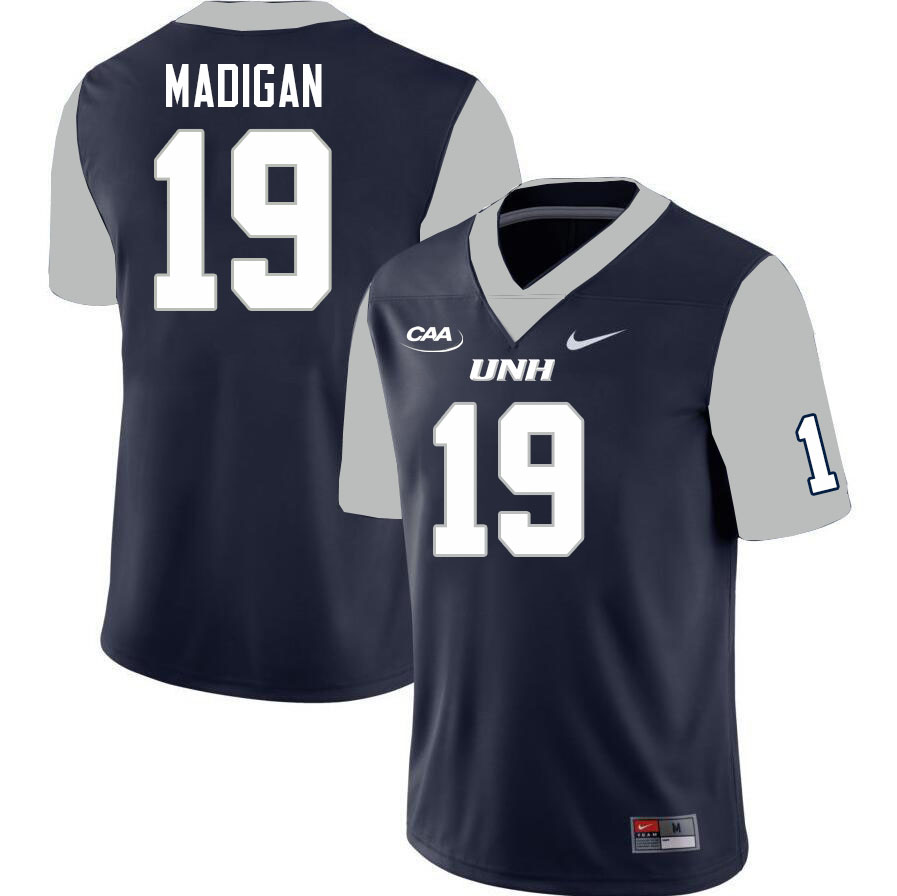 New Hampshire Wildcats #19 Brady Madigan College Football Jerseys Stitched Sale-Navy
